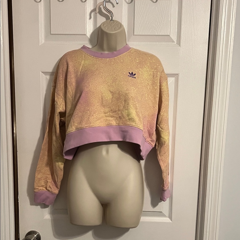 Adidas cropped sweatshirt Yellow and lilac Sweatshirt sz s